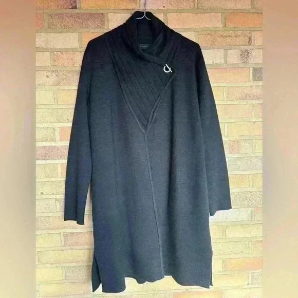 Donna Karan New York long sleeve high neck toggle button cardigan jacket - Picture 1 of 9